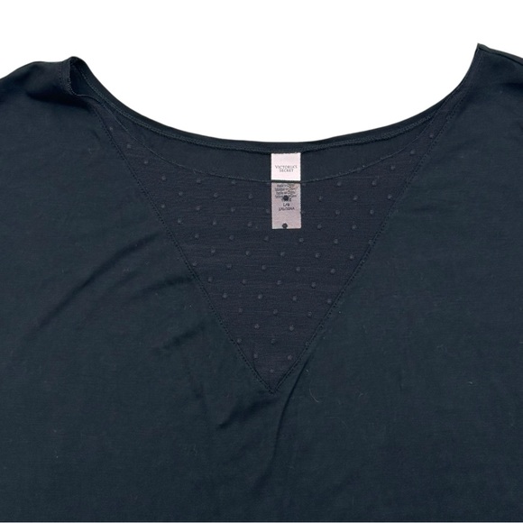 Victoria’s Secret Oversized Black Top with Sheer Black Polka Dot Panels - Large - Picture 2 of 6